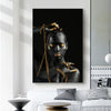 Black Golden Nude African Women Canvas - Minimalist Nordic