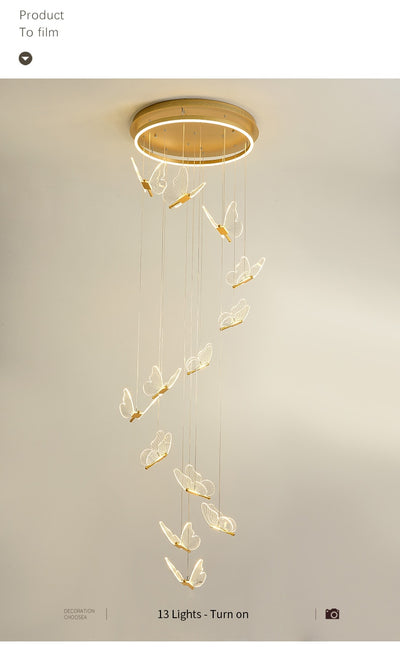 Modern Butterfly Staircase Chandelier Lighting - Minimalist Nordic