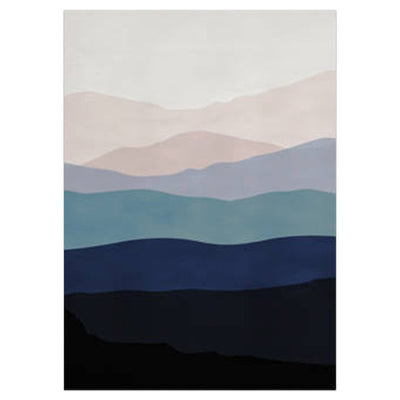 Mountain Pink Blue Canvas Painting Poster - Minimalist Nordic