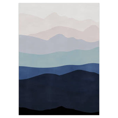 Mountain Pink Blue Canvas Painting Poster - Minimalist Nordic