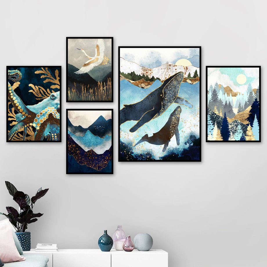 Forest Fishing - Abstract Mountain Wall Art