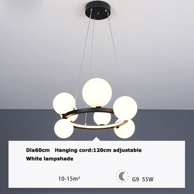 Glass Bubble White Black Chandelier Lighting - Minimalist Nordic