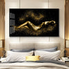 Black and Gold Abstract Sexy Nude Women Body Figure Oil Painting on Canvas Posters and Prints Wall Art Picture for Living Room - Minimalist Nordic