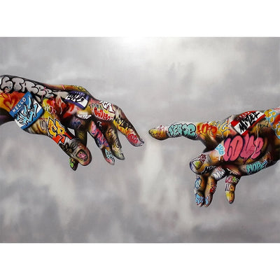 Love Graffiti Art Hand Canvas Painting - Minimalist Nordic