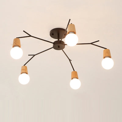 Wood Chandeliers Fixtures Nordic Rustic Ceiling Lamp - Minimalist Nordic