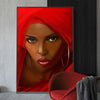 African Black Woman With Red Dress Oil Painting on Canvas Posters and Prints Scandinavian Wall Art - Minimalist Nordic