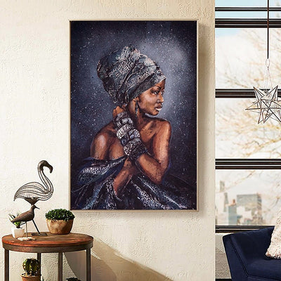 Smiling African Nude Women Abstract Portrait Oil Painting on Canvas Posters and Prints Wall Art Picture for Living Room Decor - Minimalist Nordic