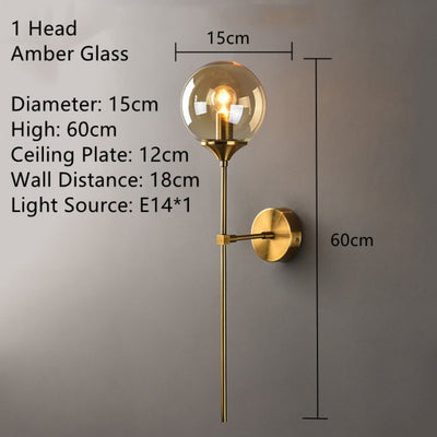 Modern Clear/Amber/Smoke grey/White Glass Wall Lamp Bedside Wall Sconce Living room Wall Light E14 LED Warm light Nordic Lamp - Minimalist Nordic