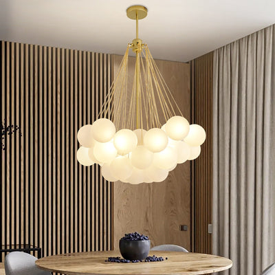Nordic Frosted Glass Ball Chandeliers Children's Room Modern Hanging Lamps Dinning Living Room Gold Black LED Lighting Fixtures - Minimalist Nordic