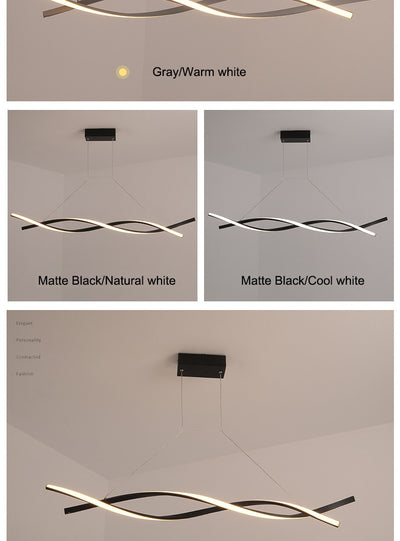 Matte Black or Grey Minimalist Modern Led Pendant Lights For Living Room Dining Kitchen Room Pendant Lamp Żyrandol Fixture - Minimalist Nordic