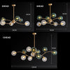 Plated Metal Chandelier Peacock Blue Corrugated Glass Ball Living Room Ceiling Haning Lights Bedroom Lamp Dining Room Chandelier - Minimalist Nordic
