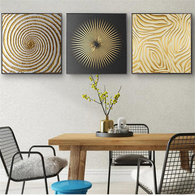 Abstract Gold and Black Retro Geometry Prints Canvas Wall Art - Minimalist Nordic