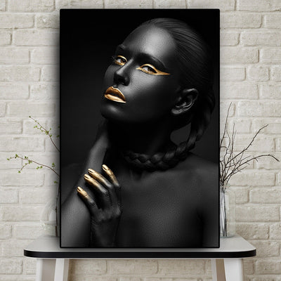 Black Gold Nude Oil Painting Canvas - Minimalist Nordic